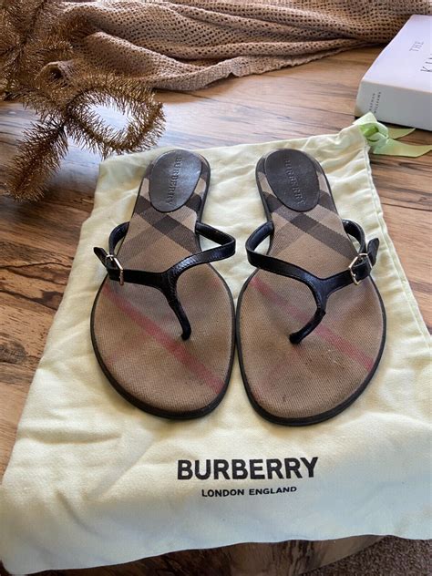 womens burberry slides|burberry women's thongs flip flops.